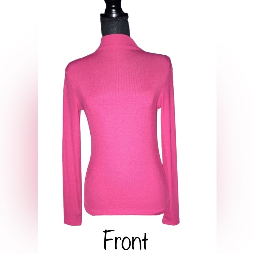 Neon Pink Dynamite Turtle Neck Ribbed Top